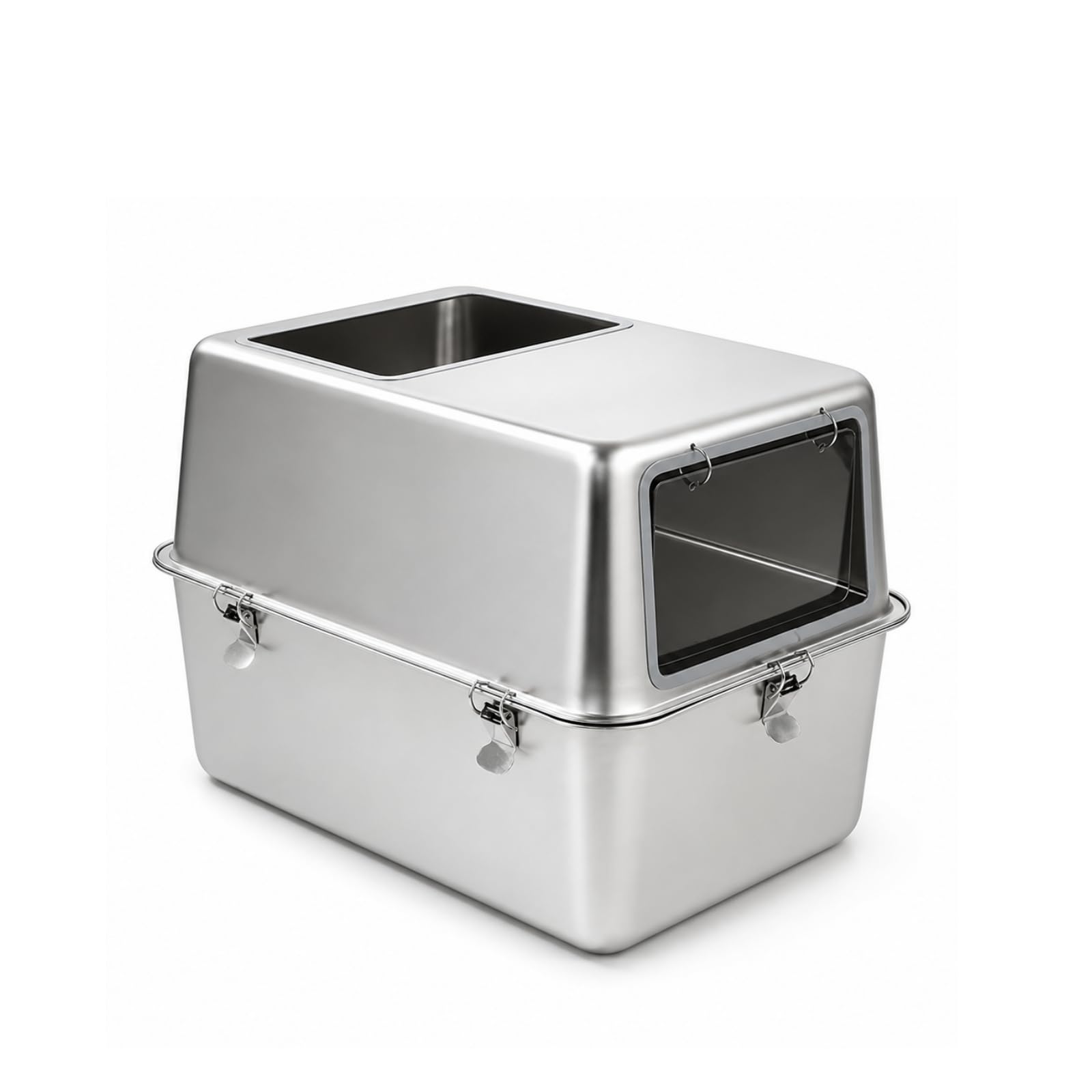 Edelstahl-katzenklo Hygienisch Katzentoilette mit Haube Pflegeleicht Katzenstreu-Box für Katzen, Katzenbesitzer, 60 X 40 X 40 cm