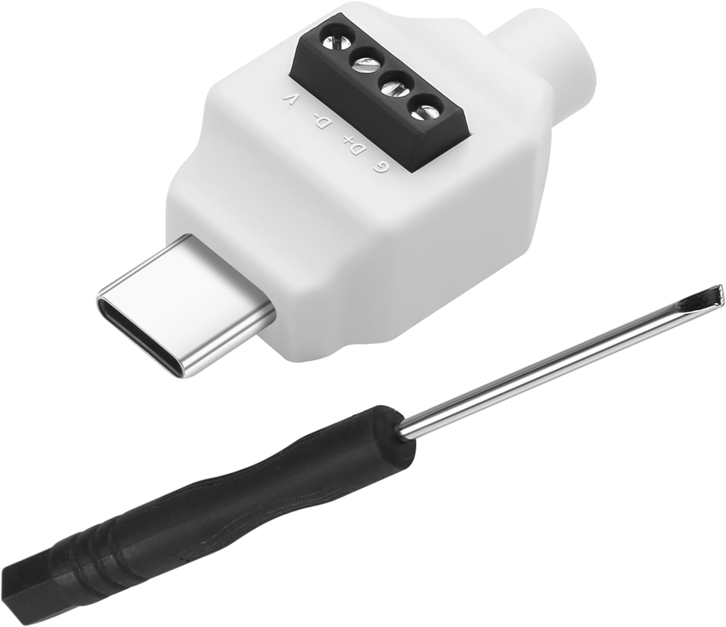 QIANRENON USB C 4Pin Quick Charging Solderless Connector PD 60W USB Type C Male to 4Pin Terminal Data Adapter USB C Crimp No Solder Plug 480Mbps 20V3A, for DIY Repair USB A-C Charge Cable