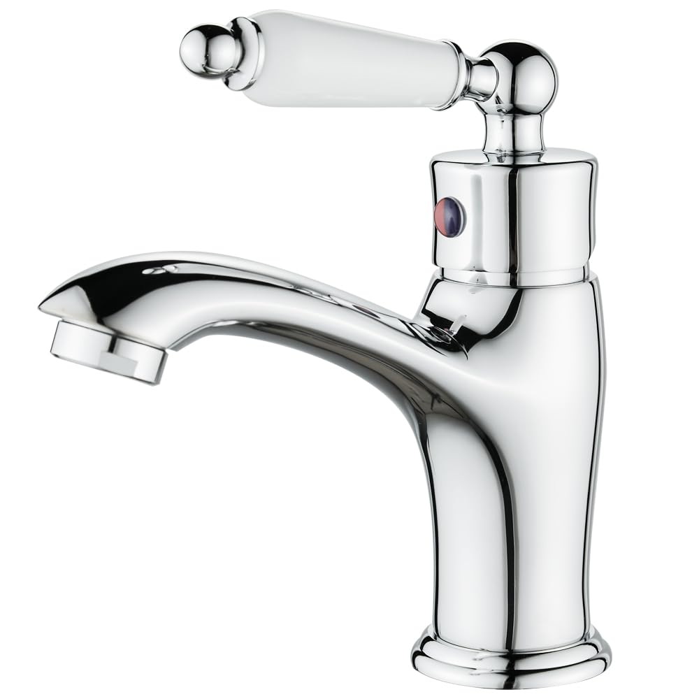 Maynosi Traditional Bathroom Basin Mixer Tap, Luxury Victorian Basin Mixer, Single Lever Mono Sink Tap with Flexible Tails