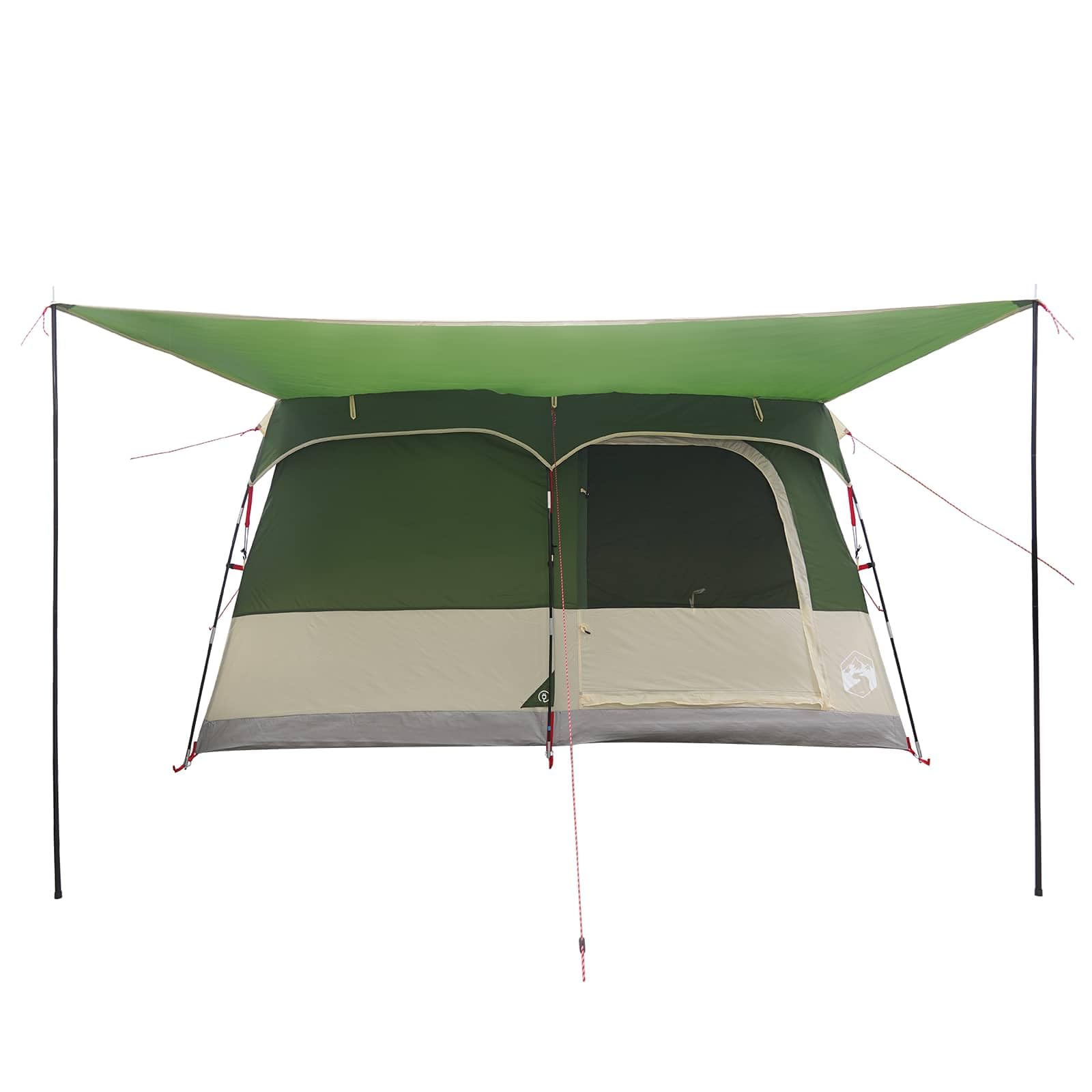 Namiot rodzinny z dachem, zielony, 380 x 260 x 190 cm, poliester, dla maksymalnie 8 osób, z moskitierą, na plażę, kemping, urlop letni i przygody na świeżym powietrzu