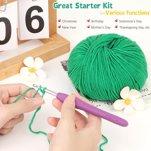 Image of Katech Cotton Yarn for Crocheting-55% Cotton 45% Acrylic-#3 DK (Light)-Super Soft Milk Cotton Yarn-Great Crochet and Knitting Starter Kit for Colorful Craft（Dark Green）