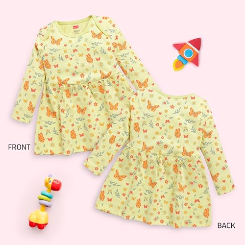 Image of LuvLap Girl's Cotton A-Line Knee-Length F /S Frock (LLAMZGR0140 Multicilour 3 6 to 12 Months, Size L)