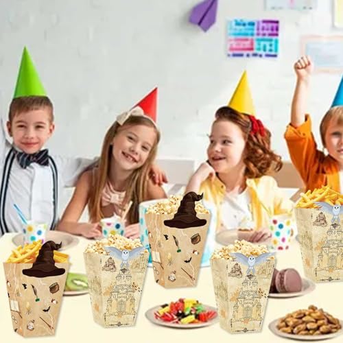 Image of Zliisang Magic Party Popcorn Boxes 20pcs Wizard Birthday Decorations Snack Treat Boxes for Kids Boys Girls Birthday Party Supplies Baby Shower Decorations