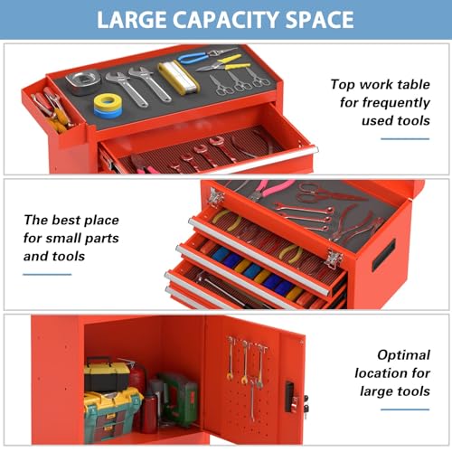 Image of 5-Drawer High Capacity Rolling Tool Chest, Removable Toolbox on Wheels Organizers, Lockable
