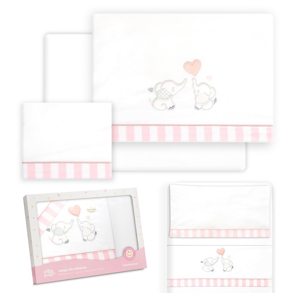 Interbaby Baby MINI COT Sheets, Cotton, Pink, Rosa