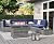 LayinSun 8 Piece Patio Furniture Set with 44" Propane Gas Fire Pit Table, Outdoor Sectional Conversation Set Wicker Rattan Sofa Set with Coffee Table