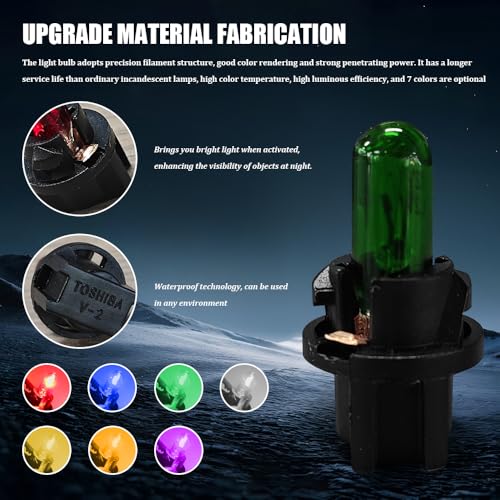 Kit 10 lámparas halógenas para tablero, luz verde 12V miniatura 3
