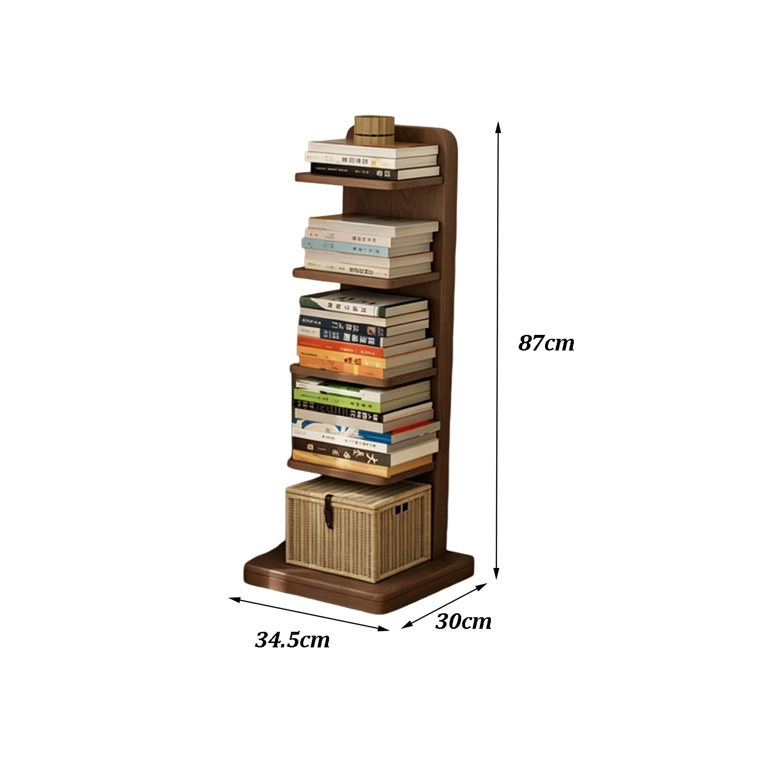 Bücherregal-Säule Aus Holz, Modernes Offenes 5-stöckiges Standregal Mit Kippschutz, Platzsparendes Minimalistisches Design Für Wohnzimmer, Schlafzimmer Oder Büro(A)