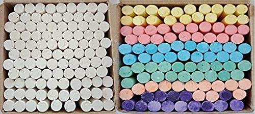 Siddhi White Dustfree Chalks(100) And Colour Dustfree Chalks(100) for Black Boards, Green Boards, Cement Floors combo pack.