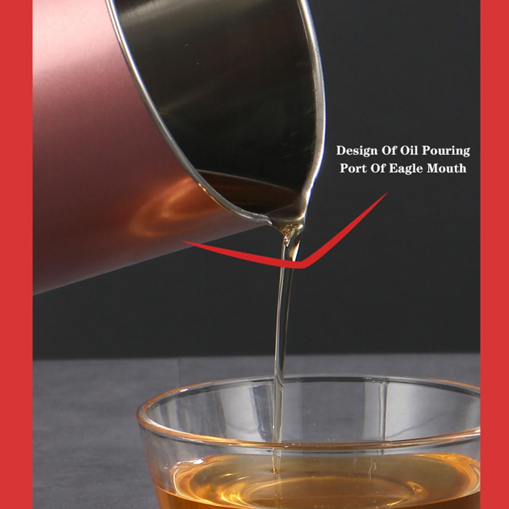 Contenitore per olio con colino e coperchio, 1,9 l, rosa, per conservare olio per friggere, manico facile da impugnare, filtro grasso da cucina