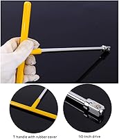 Vista 3 de Llave de mango en T, destornillador de mango en T de 1/2 pulgada con adaptadores de 1/4 y 3/8 pulgadas, amarillo
