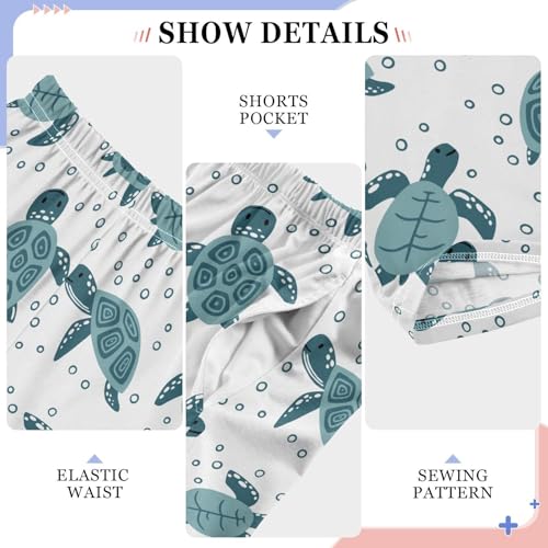 Boys' Pants Big Blue Sea Turtle Bubbles Long Bottoms Jogger Pants Elastic Waist Trousers with Pockets S-XL4