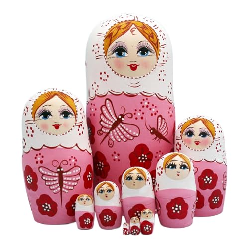 Poupées russes gigognes 10 pièces, figurine empilable bois fait main