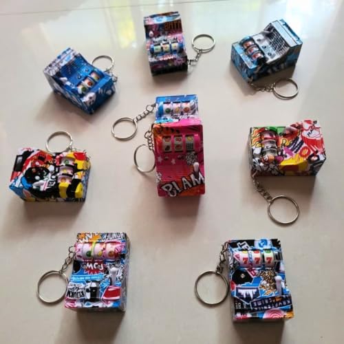 Image of Mini Slot Machine Keychain Toy with Lever, LED Lights, Music & Fruit Reel Game (Slot Machine)