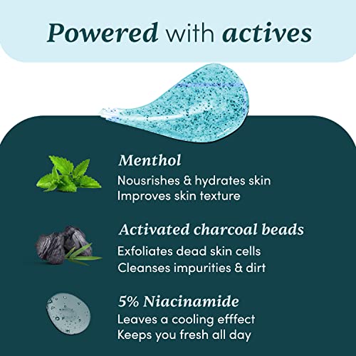 Image of Man Matters 3 in 1 Action Charcoal & Menthol Body Wash | With Menthol, 5% Niacinamide & Activated Charcoal Beads | For Instant Cooling, Odor Protection & Improves Skin texture | 250ml