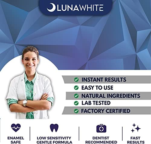 LUNAWHITE Premium Teeth Whitening Strips - 14 Sessions- Safe for Enamel - 28 Non Sensitive Whitening Strips - New Improved Formula - Professional and Safe for Deep Stain Removal