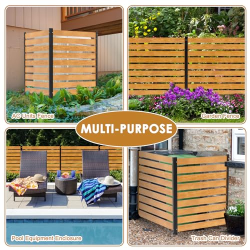NAIZEA 38" W x 60" H Air Conditioner Fence Outdoor Privacy Fence Screen, Pool Equipment Enclosure, Trash Can Enclosure, Wood Screen Panels for Backyard Outside