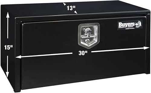 Vista 36 de Buyers Products 1704305 - Caja de acero negro para debajo de la carrocería con cierre de asa en T bloqueable, 24 x 24 x 36 pulgadas, fabricada