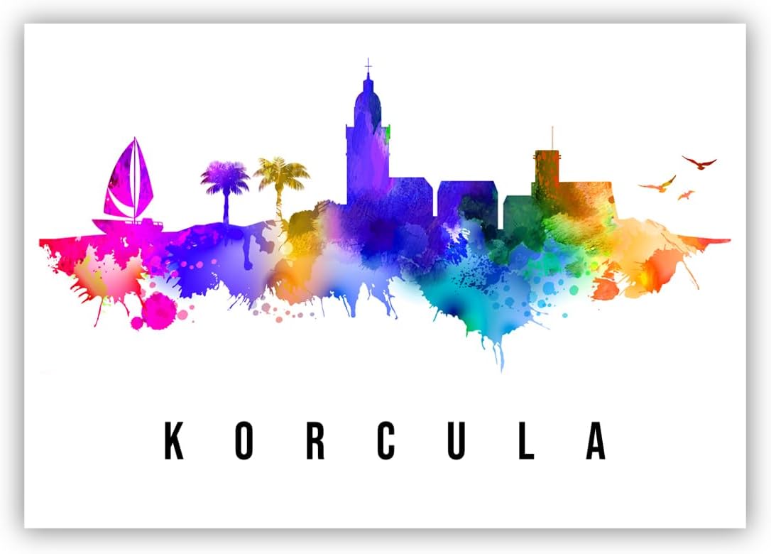 Pera Print Croatia Poster, Croatia-Korcula Poster, Croatia Illustration Skyline City Poster, Modern Skyline Poster, Cityscape and Landmark Print, Home-Office Wall Art Decoration