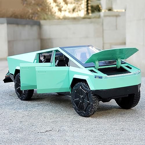 Image of DEUSON ECOM 1:24 Scale Cyber Truck Toy Car for Kids Diecast Model Cars with Light Sound Pull Back and Openable Door Metal Car Toy, Black