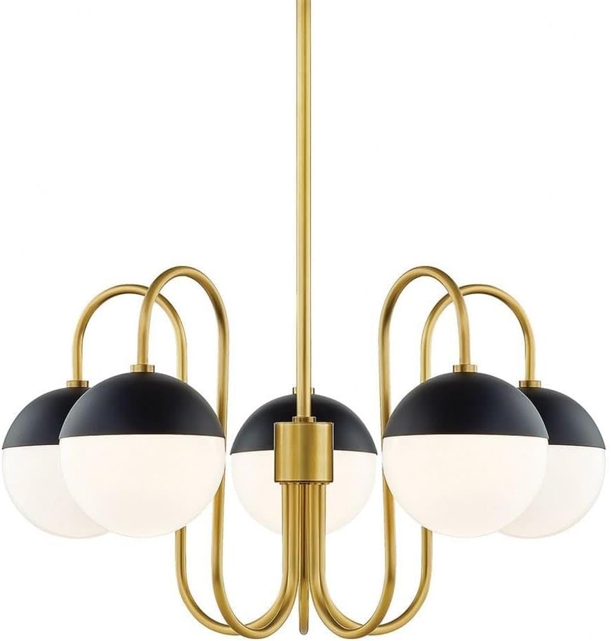 Mitzi H344805-AGB/BK Renee - 5 Light Chandelier 15.5 inches Tall and 28 inches Wide - Aged Brass/Black