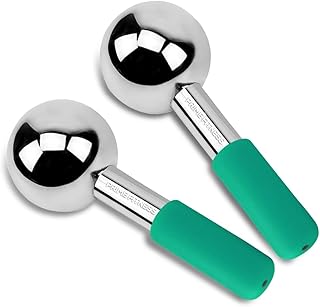 Ice Globes for Facials | Unbreakable Steel Cooling Roller | Cryo Sticks for Face | Massager for Face Neck & Eyes | Skin Care for Dark Circles, Puffiness, Wrinkles, Collagen Production (Green)