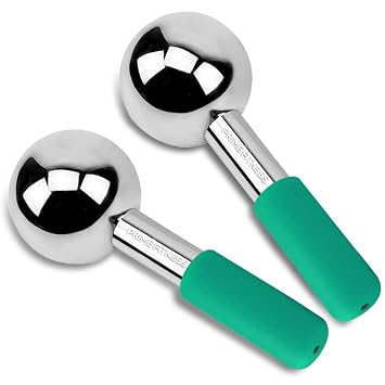 Ice Globes for Facials | Unbreakable Steel Cooling Roller | Cryo Sticks for Face | Massager for Face Neck & Eyes | Skin Care for Dark Circles, Puffiness, Wrinkles, Collagen Production Green