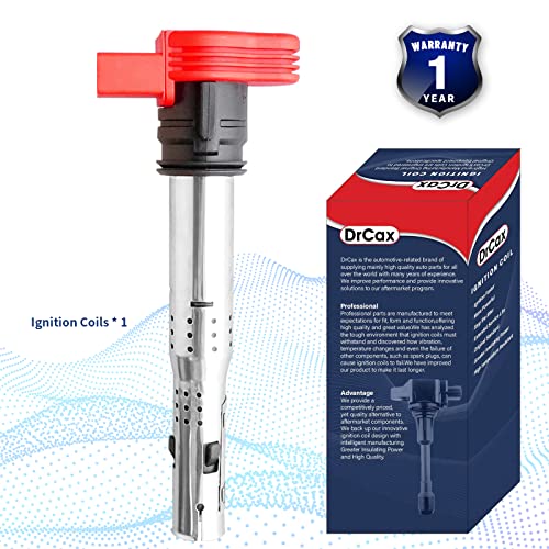 DrCax OEM Ignition Coil UF529 C1631 Compatible with Volkswagen Golf Passat CC Tiguan Audi A3 A4 A5 A6 A7 A8 Q5 Q7 R8 S4 S5 TT MK5 MK6-3.0L 3.2L 4.2L 5.2L Engines - 1 Pack