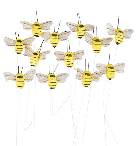 Faux Bumblebees on Wired Stems - Pack of 12 Mushroom
