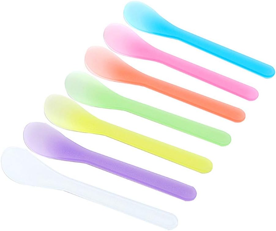 Tvoip100 Pcs Cosmetic Mask Mixing Spoon Spatulas,Facial Skin Care Mask Fan Brushes Applicator, DIY Mask Tool Set (Random Color)