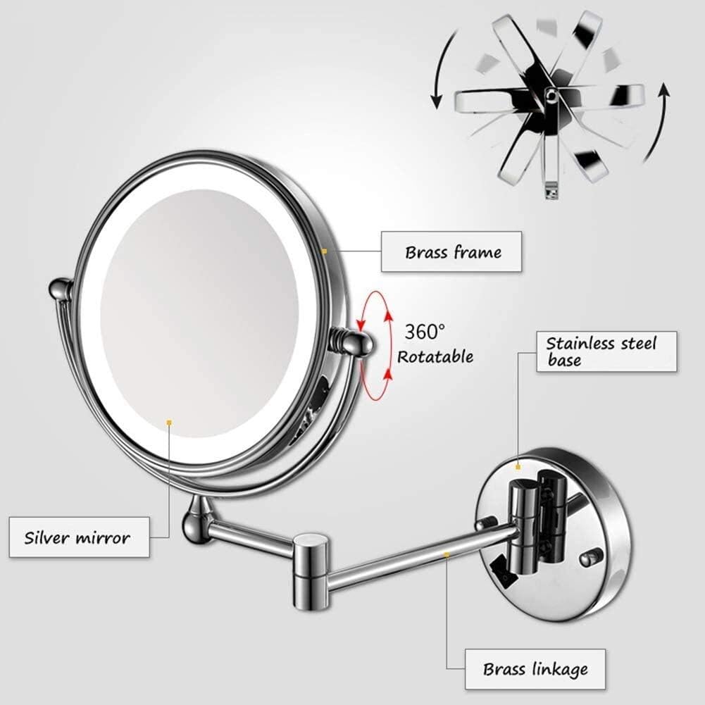 バスルーム折りたたみ式ウォールマウントテレスコピック3X / 5X / 7X拡大360度回転ラウンドHDビューティーミラー(5X)