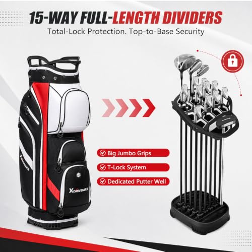 XDriveMax 14-Way Golf Cart Bag, Silent Lock Top & Full Length Dividers by XDriveMax - Used condition - Image 4