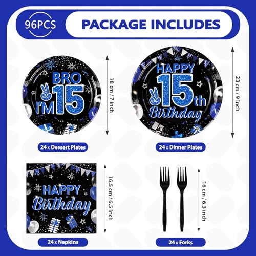 96Pcs 15th Birthday Party Decorations for Boys 15th Birthday, Serves 24 by Grencian - Used condition - Image 5