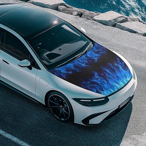 Image of Blue Bonfire Car Hood Cover Protector 59x39 Inch Waterproof Sun Proof Car Hood Wrap Blankets Automotive Exterior Accessories for Most SUV Sedans Trucks Pickup