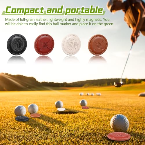Rotatingpals 4 peças marcadores de bola de golfe marcador magnético de couro genuíno presentes de go