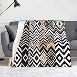 BROLEO Couverture douce avec imprimé zigzag noir blanc brun clair assurance qualité : nous savons à quel point la qualité est importante pour vous, si vous avez des questions, si vous avez des commentaires sur nos produits, n'hésitez pas à nous contacter, nous résoudrons 100 % pour vous