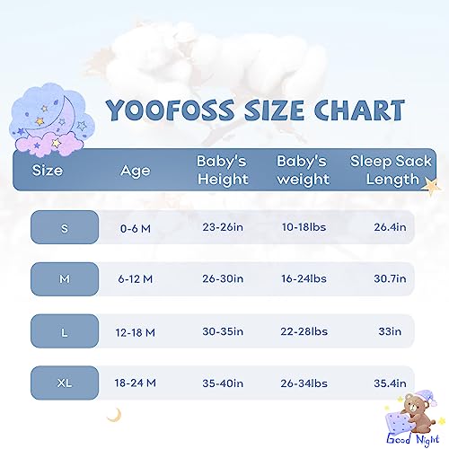 Image of Yoofoss Baby Sleep Sack 18-24 Months Baby Wearable Blanket 100% Organic Cotton 2-Way Zipper TOG 0.5 Toddler Sleeping Sack 3 Pack,Soft Lightweight(X-Large)