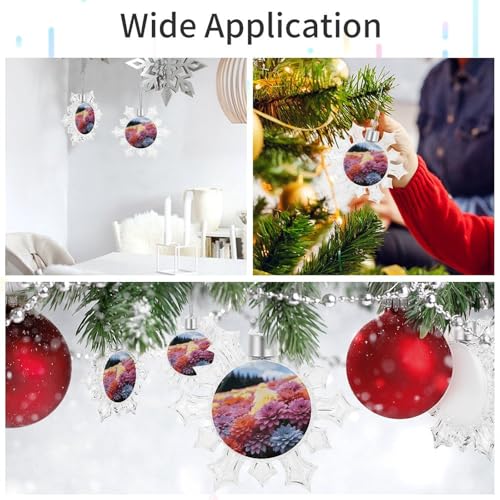 Pendentif flocon de neige en aluminium imprimé fleur pour mariage et Noël - 4