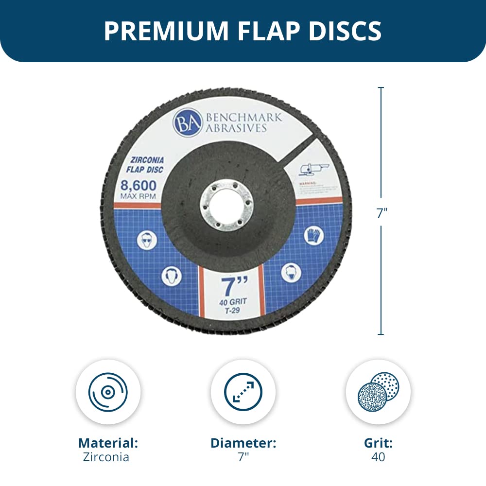 Benchmark Abrasives - Discos de solapa (10 unidades, 17,8 x 2,2 cm)