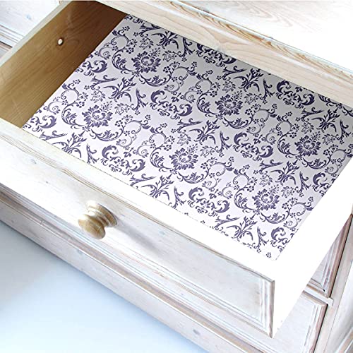 Qecor Eight (8) Large Scented Drawer And Shelf Liners - Royal Damask Pattern - 14 X 19½ Inch Sheets - Non-Adhesive Paper Sheets For Closet Shelves And Dresser Drawers (English Lavender) #TOP3