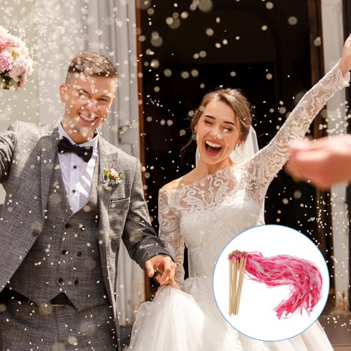 Bâtons fée ruban fuchsia : l'alternative propre aux confettis de mariage