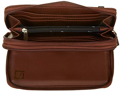 Stone Mountain Ludlow Cognac & Dark Brown Zippered Leather Clutch Wallet #TOP2