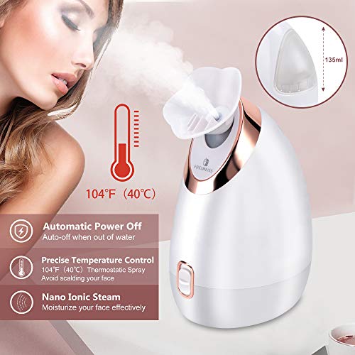 EDELWEISS Facial Steamer Nano Ionic Face Steamer for Home Facial, with Aromatherapy, Warm Mist Humidifier Atomizer for Face Sauna Spa Sinuses Moisturizing, Unique Self Care Gifts for Women