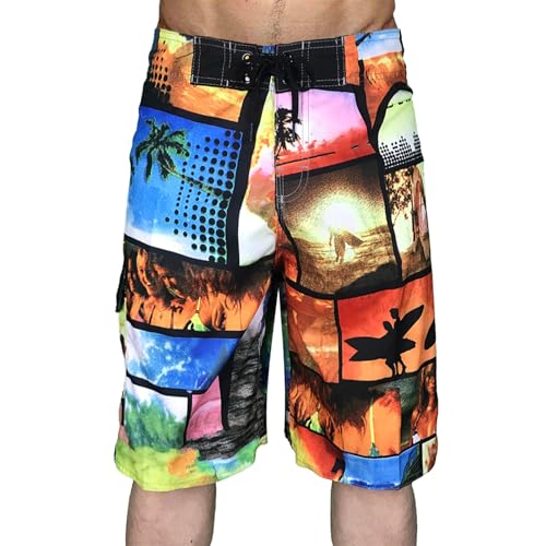 Badeshorts Herren Lang, Herrenboardshorts – Freizeit- Fitness-Mode Schnell-Trocknende Strandshorts Plus Size Surf-Style ohne Einschränkungen