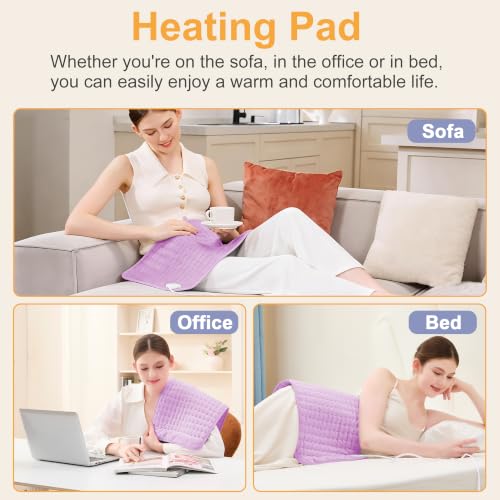 Image of Heating Pad,Electric Heating Pads,Heating Pad for Back,Lavender,24x12 Inch | Heating Pads for Shoulder,Neck,Abdomen,Knee,Arms,Legs,Heat Pad for Birthday Father Mother Gift Women Men,6 Heat Settings