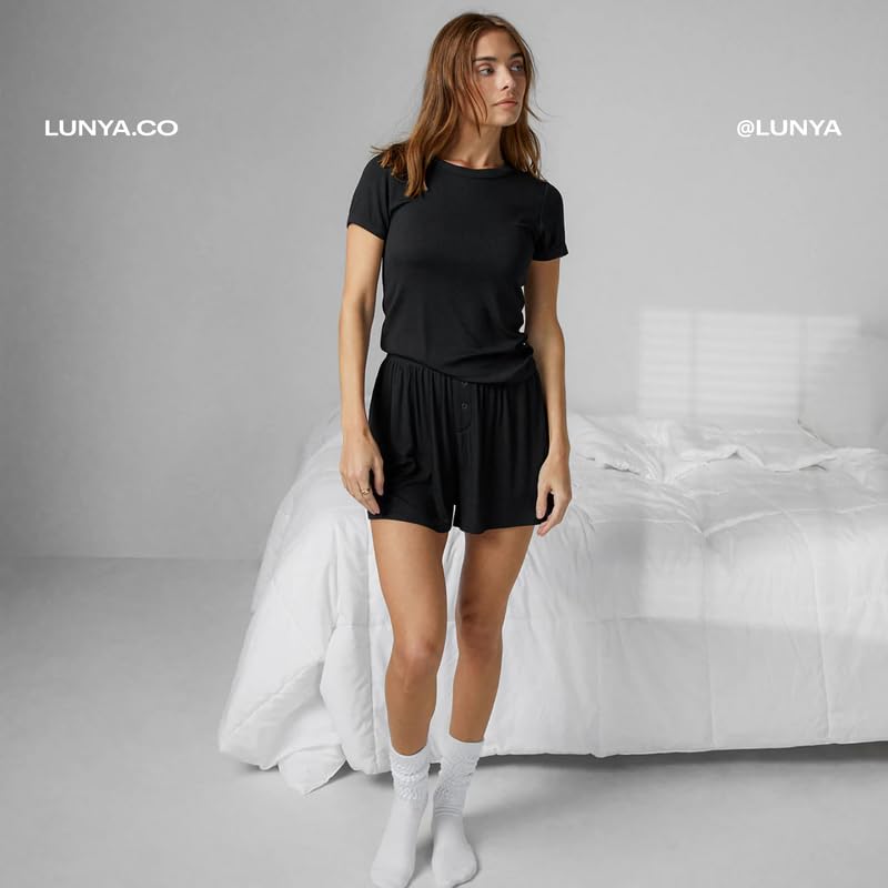 Lunya Soft Modal Ribbed Top and Shorts Set - Tencel Modal Womens Matching Sets3