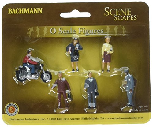 Bachmann Trains - FIGURES - CITY PEOPLE with MOTORCYCLE (7pcs/pk) - O Scale