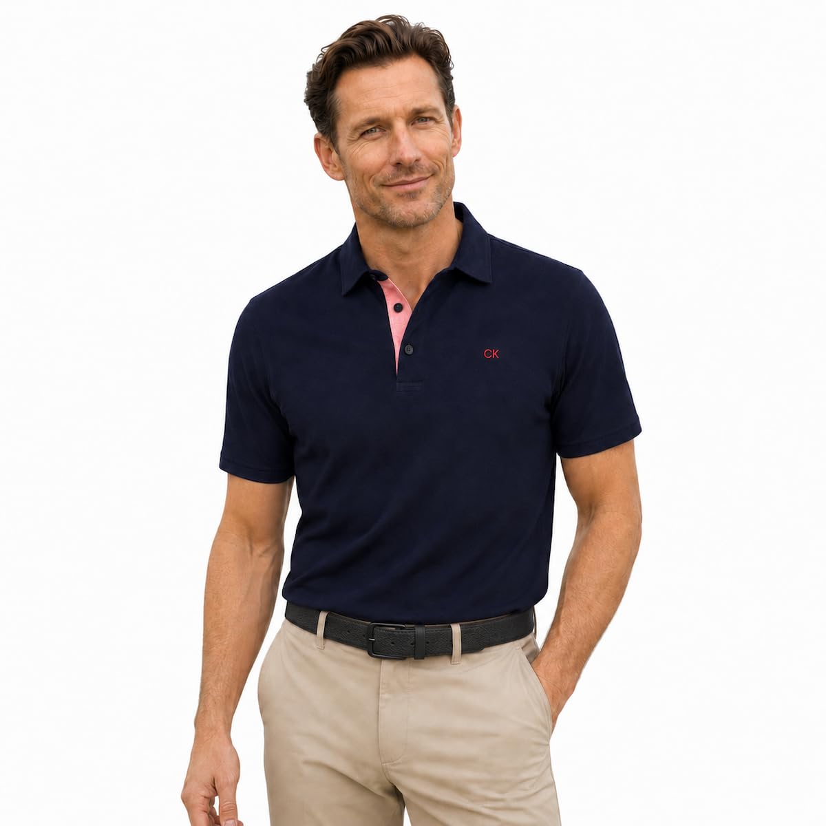 Calvin Klein Polo de golf para hombre Prep Campus Oxford Piqué