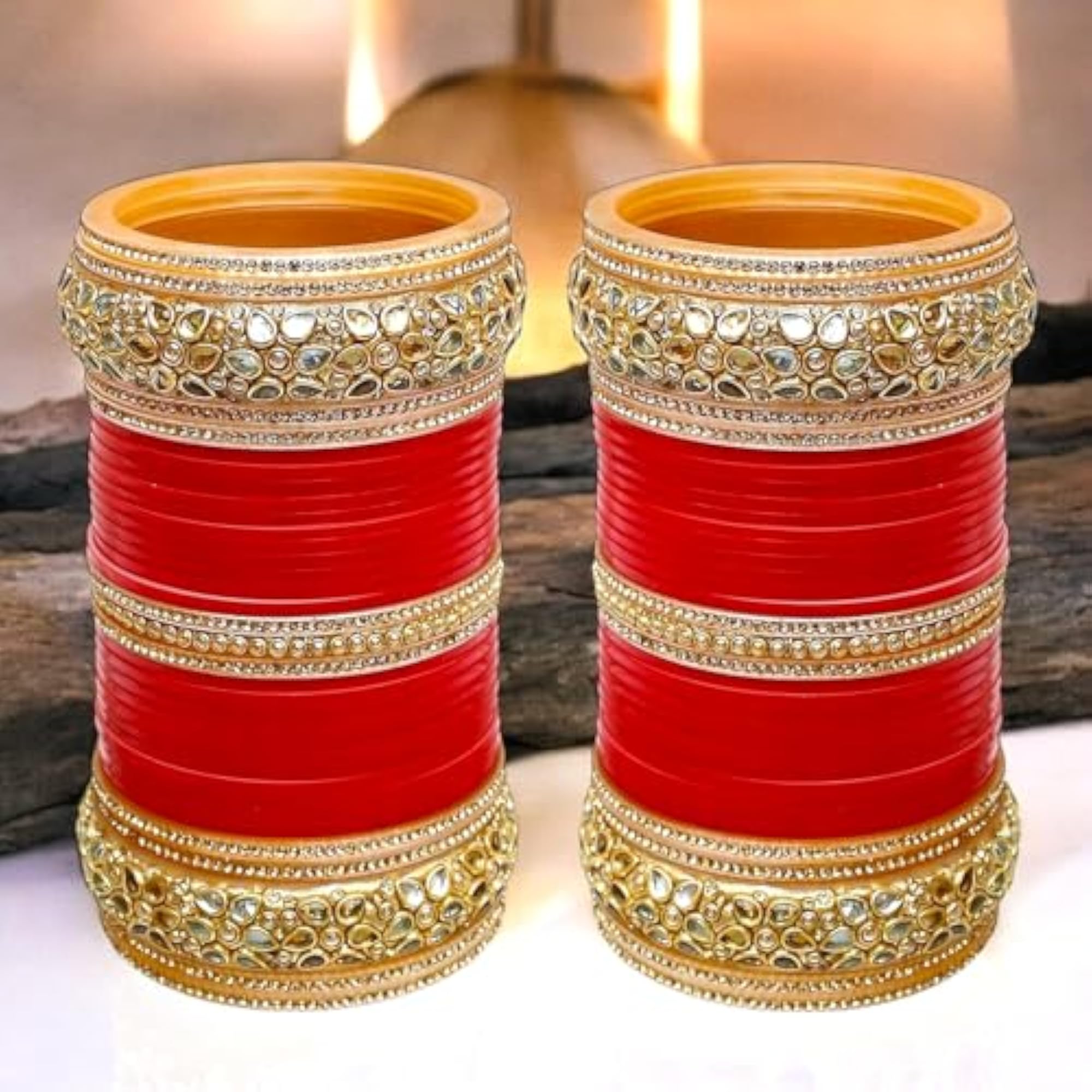 Bridal Red Designer Chura Bangle Set for Weddings