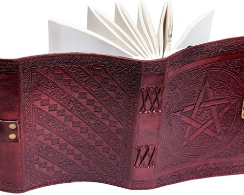 Cavalo - Be Unique Handmade Leather Journal Embossed With Celtic Star Use As Personal Organizer, Daily Writing And Travel Planner Diary, Brown Color, Size 5×7 Inches, Pages 240 Unruled, Unisex Gift #TOP2